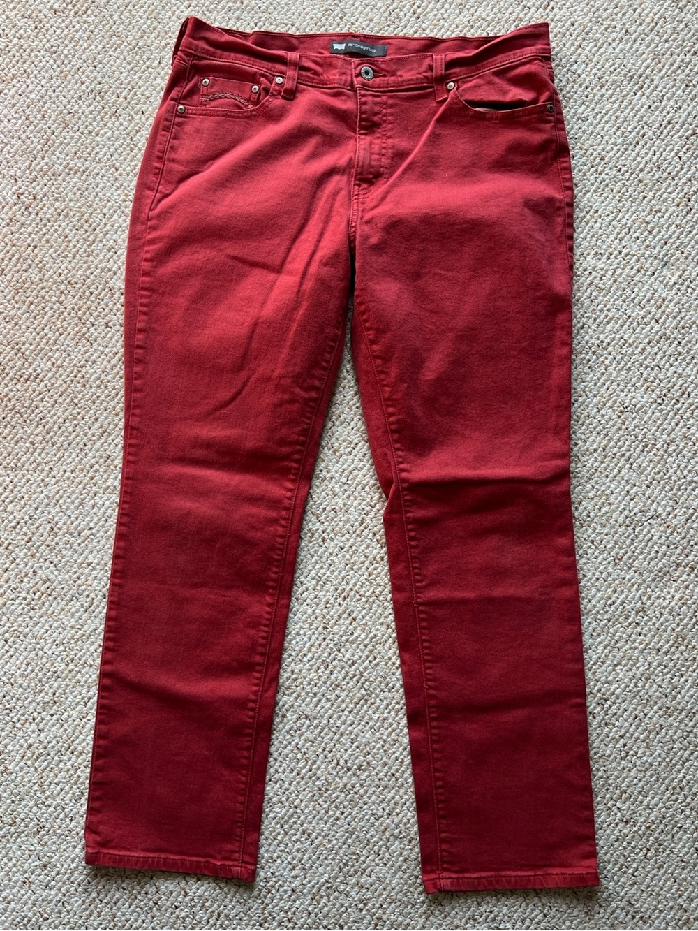 Levi's 505 Straight Leg Jeans Red Burgundy Cranberry Women's Size 16